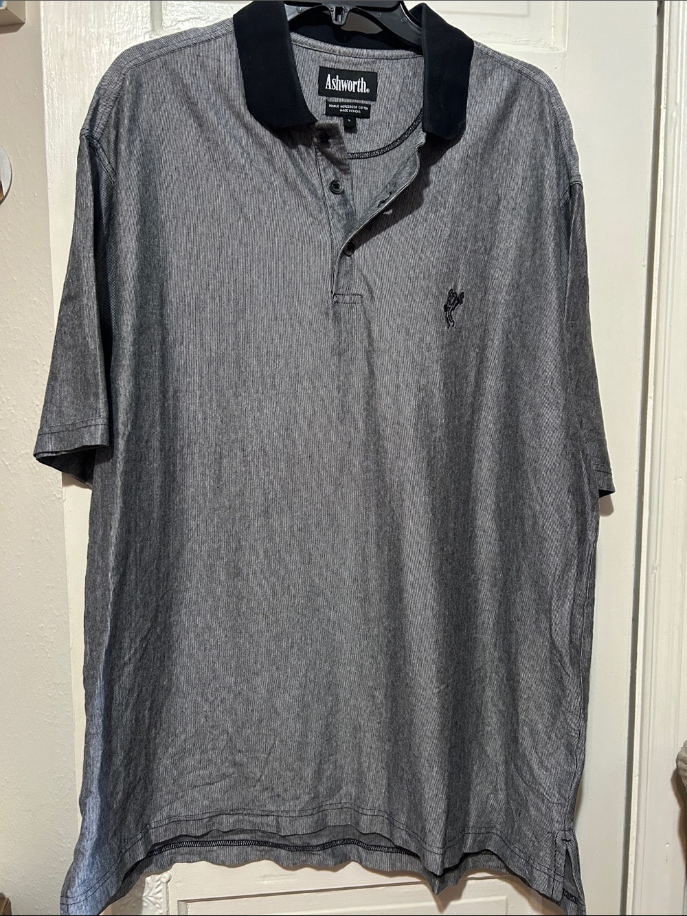 Ashworth Heather Gray Polo with Black Collar